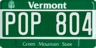 VT license plate POP804