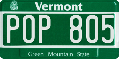 VT license plate POP805