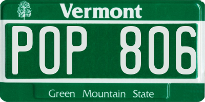 VT license plate POP806
