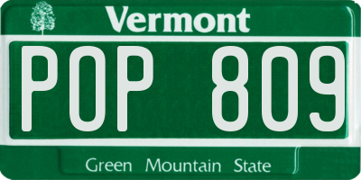 VT license plate POP809