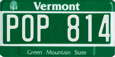 VT license plate POP814