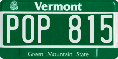 VT license plate POP815