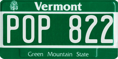 VT license plate POP822