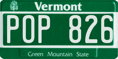VT license plate POP826