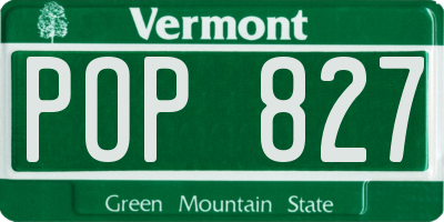 VT license plate POP827