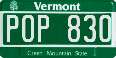 VT license plate POP830