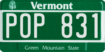 VT license plate POP831