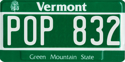 VT license plate POP832
