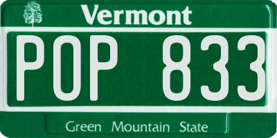 VT license plate POP833