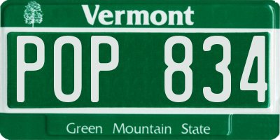 VT license plate POP834