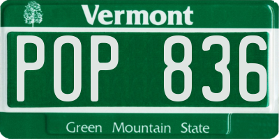 VT license plate POP836