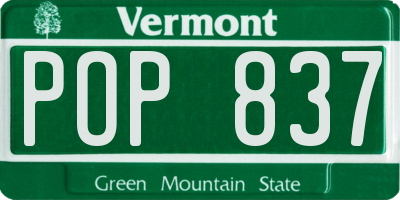 VT license plate POP837