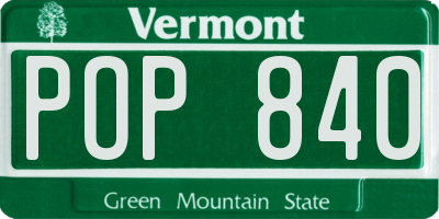 VT license plate POP840