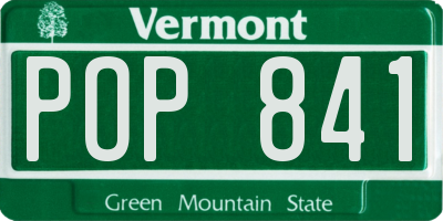 VT license plate POP841