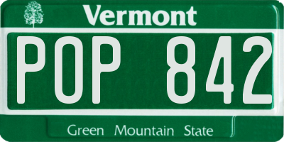 VT license plate POP842