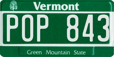 VT license plate POP843