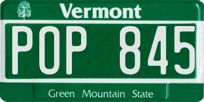 VT license plate POP845
