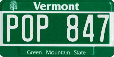 VT license plate POP847