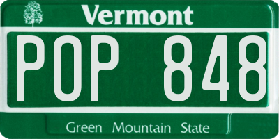 VT license plate POP848