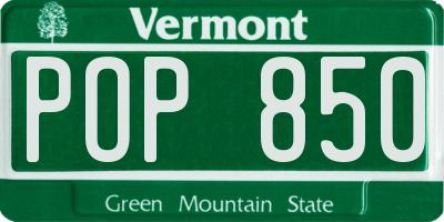VT license plate POP850
