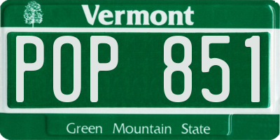 VT license plate POP851