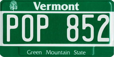 VT license plate POP852