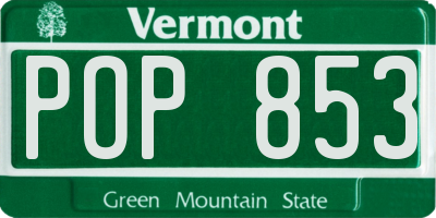 VT license plate POP853
