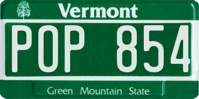 VT license plate POP854