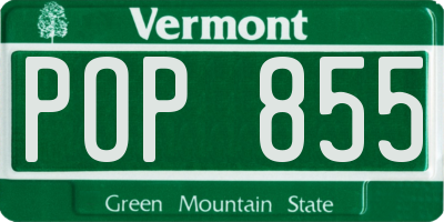 VT license plate POP855