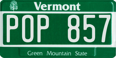 VT license plate POP857