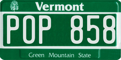 VT license plate POP858