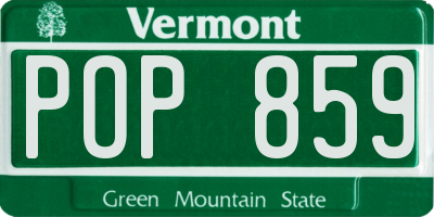 VT license plate POP859