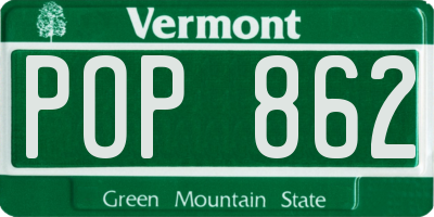 VT license plate POP862