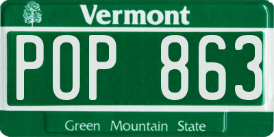 VT license plate POP863