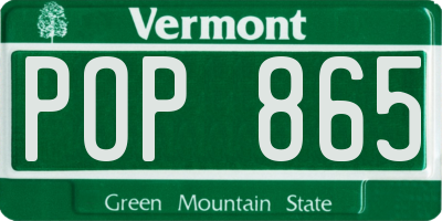 VT license plate POP865