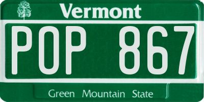VT license plate POP867