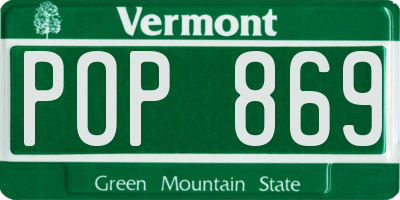 VT license plate POP869