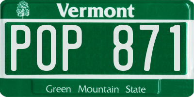 VT license plate POP871