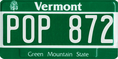 VT license plate POP872