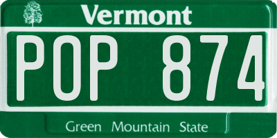 VT license plate POP874
