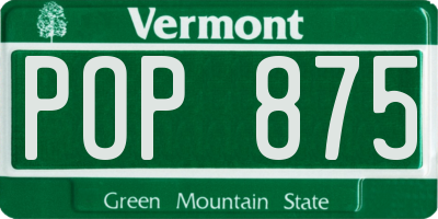 VT license plate POP875