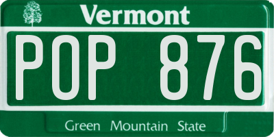 VT license plate POP876