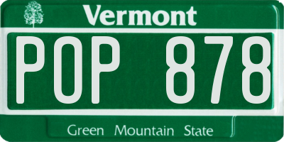 VT license plate POP878