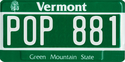 VT license plate POP881