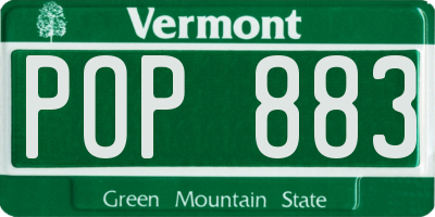 VT license plate POP883