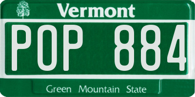 VT license plate POP884