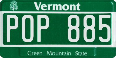 VT license plate POP885