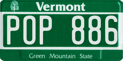 VT license plate POP886