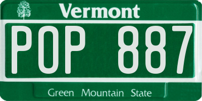 VT license plate POP887