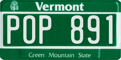 VT license plate POP891